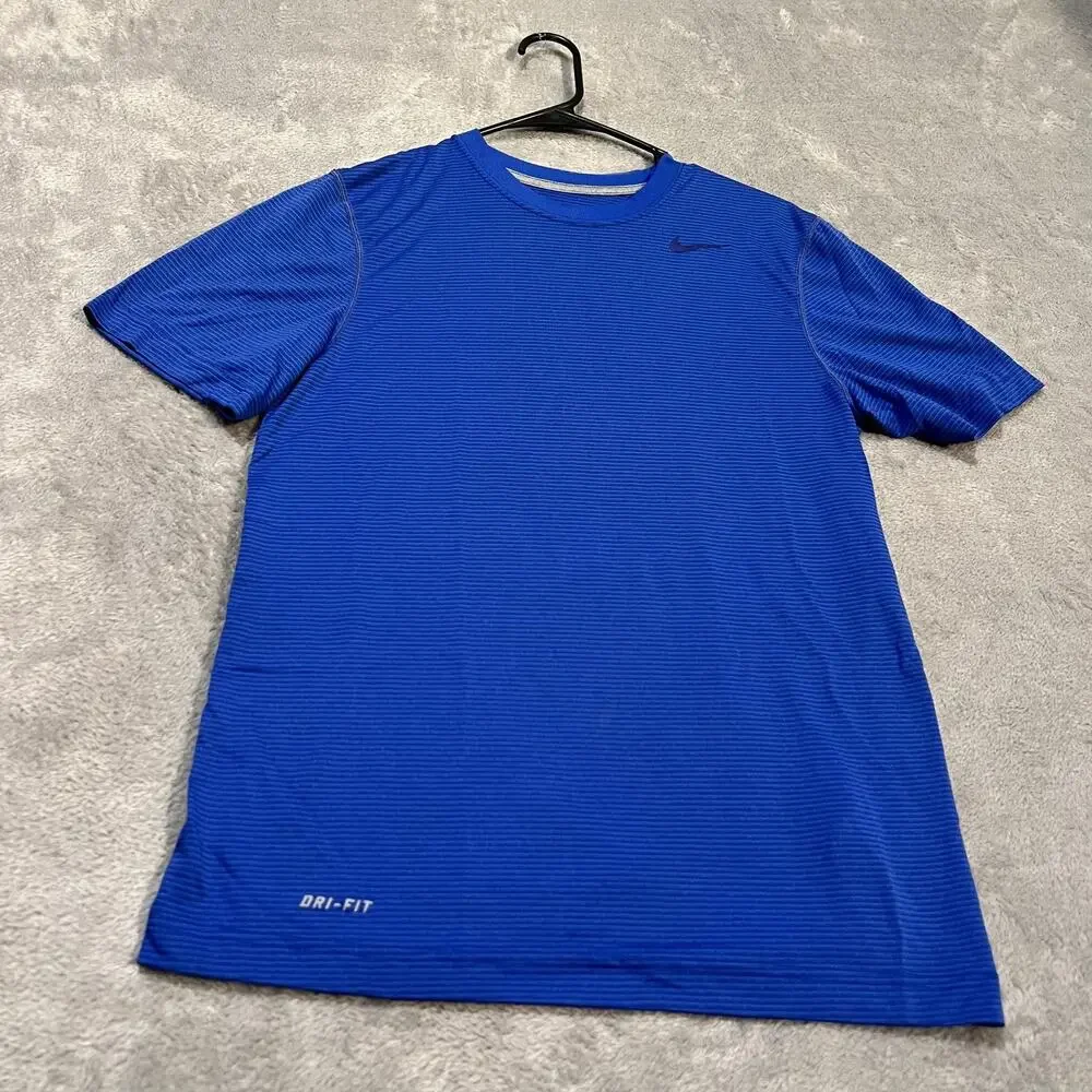 Nike Dri-FIT Shirt Tee Mens Small Blue Running Lightweight Training 586823-494